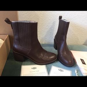 UGG Brown Leather Booties worn 1 time Size 8
